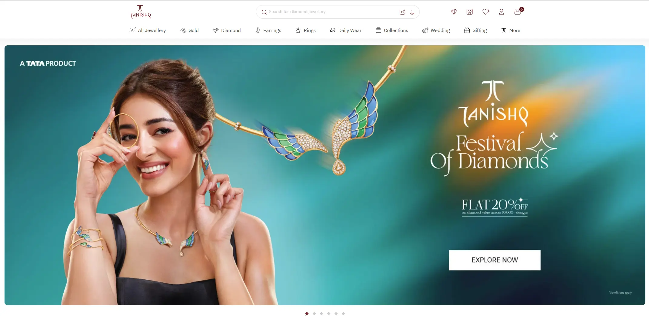 Tanishq Republic Day jewellery sale 2026 ad for the Festival of Diamonds with a flat 20% discount.