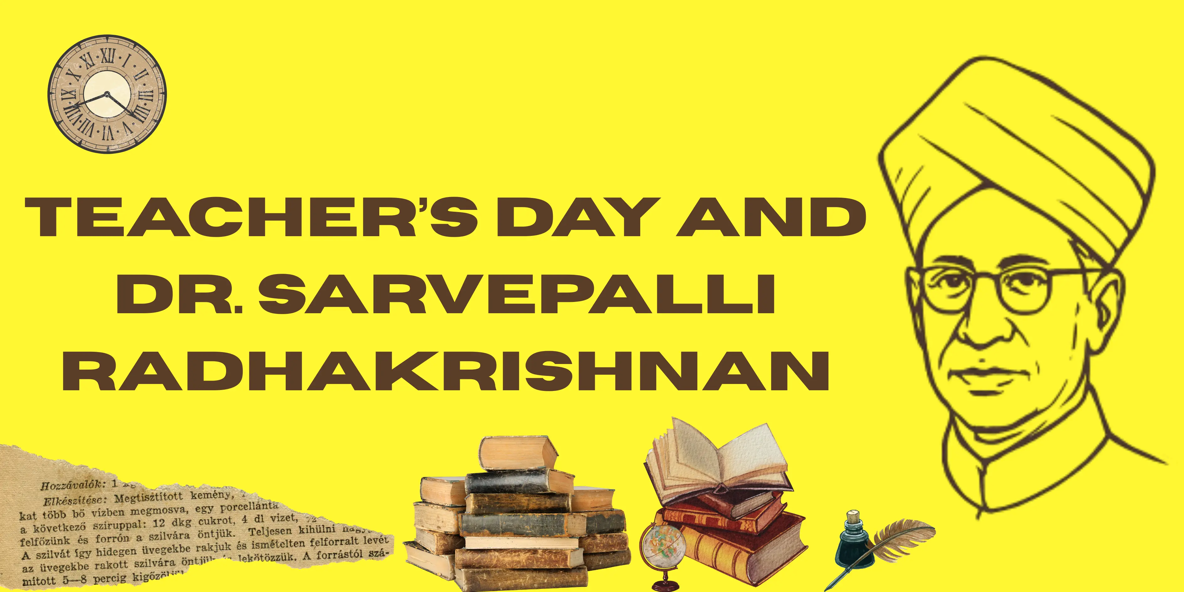 An educational infographic about Teacher's Day and Dr. Sarvepalli Radhakrishnan, featuring a portrait and historical text.