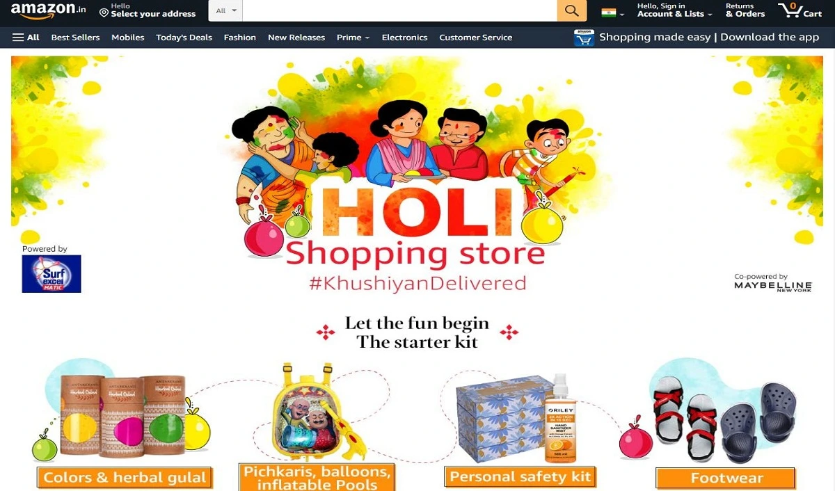 Amazon India has executed visually striking Holi campaigns.